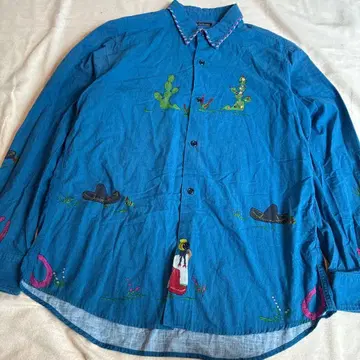 Bohemians 멕시코 자수 데님 긴팔 셔츠 사이즈 3