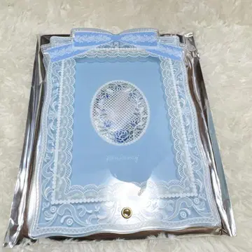 후쿠야 아크릴 프레임 레이스 리본 스카이블루