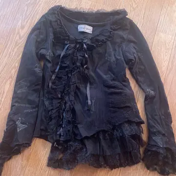 h.NAOTO blood 프릴 달린 블랙 긴팔 상의