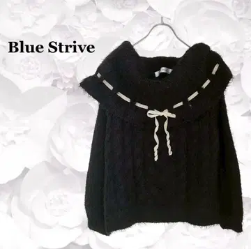 [블루스 드라이브] 스웨터 [M] 블랙 검정 세일러 카라 니트 리본