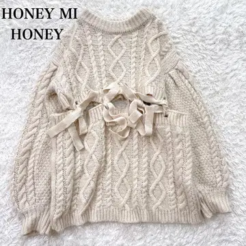 새상품급 HONEY MI HONEY 투웨이 리본 니트탑 모헤어