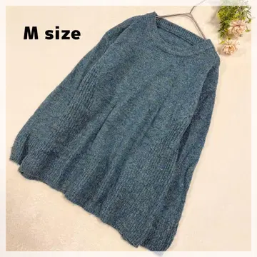 [ 멜란지 컬러 ] 니트 풀오버 M 멜란지 그린 중간 두께 여유로운
