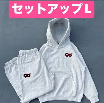 9090 90 Logo Original Hoodie 셋업 gray