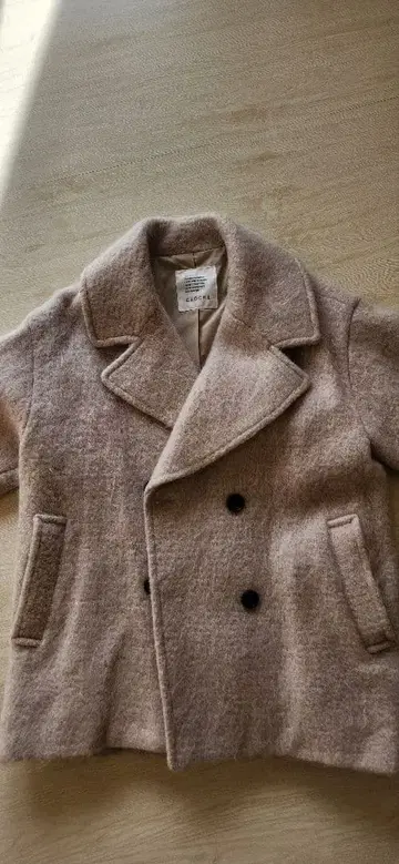 CLOCHE 베이지 더블 브레스트 피 코트