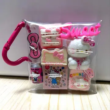 가챠 파우치 채우기 타입 화이트 고양이 핑크