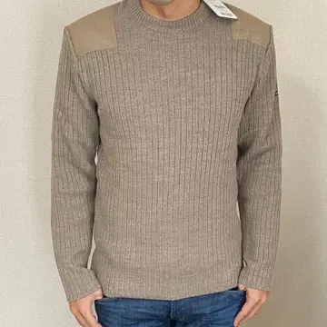 SAINT JAMES 숄더&엘보 패치 리브 스웨터/L 사이즈