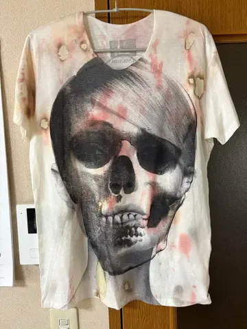 maxsix 스컬 프린트 V넥 T셔츠 L size