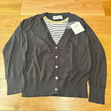 R-ISM 블랙 가디건 스트라이프 이너 포함