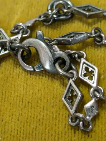 실버 925 각인 있음 다이아몬드형 링크 목걸이