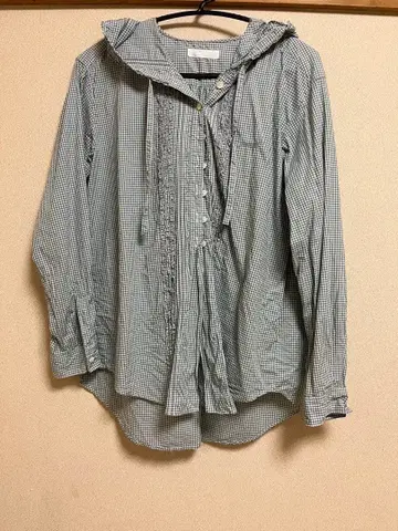 핑크하우스 후드 부착 블라우스