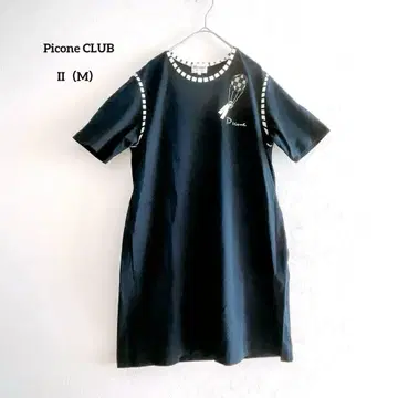 Picone CLUB 벌룬 자수 반팔 원피스 II 네이비