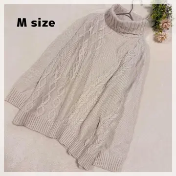 [내추럴 케이블 짜임] 터틀넥 니트 풀오버 M 아이보리 중간 두께