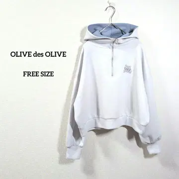 OLIVE des OLIVE 하프 지퍼 후드티 F 그레이 자수 로고