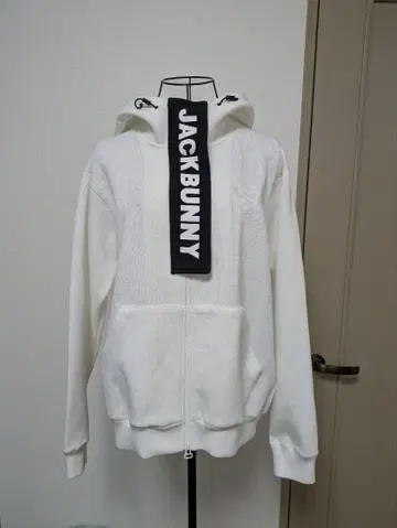 잭 버니 화이트 후드 부착 니트 후드티