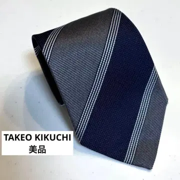 TAKEO KIKUCHI 넥타이 실크100% 스트라이프 그레이