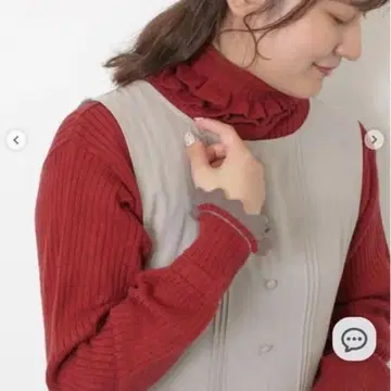 Samansa Mos2 소매 배색 스캘럽 터틀 니트 레드