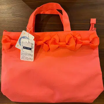 오렌지 핑크 리본 장식 토트백 엠즈 그레이시