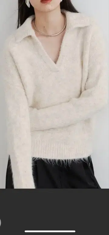 DFFUR. 모헤어 라이크 카라 부착 키넥 상의 니트