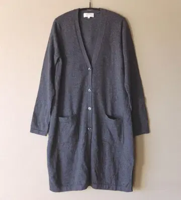 캐시미어 롱 가디건 차콜 그레이 M