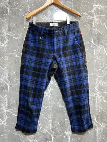 WHIZ LIMITED 체크 절개 팬츠 코듀로이 x 울 소재 밑단 지퍼