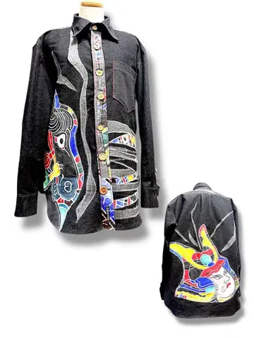 깃발 긴팔 셔츠 블랙