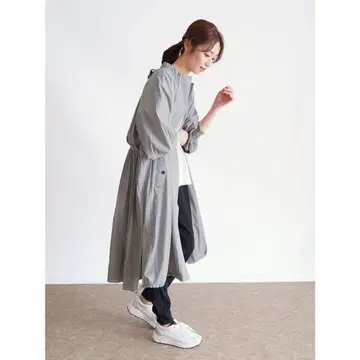 그레이 롱 코트 벌룬 슬리브