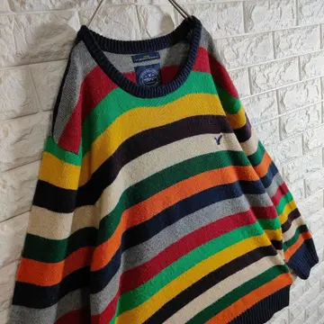 [컬러풀 보더] 니트 스웨터 L 사이즈 상당 멀티 컬러