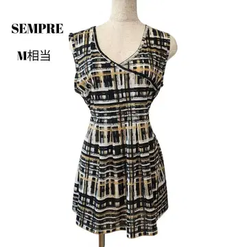 SEMPRE 센프레 올 패턴 슬리브리스 원피스 리본 635