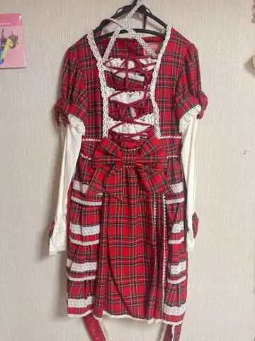 Angelic Pretty 빨간색 체크 무늬 원피스