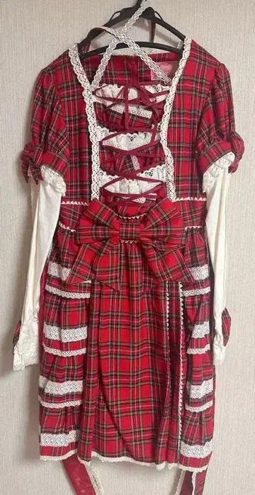 Angelic Pretty 빨간색 체크 무늬 원피스