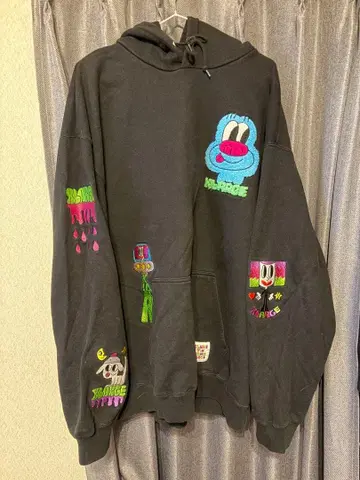 XLARGE 컬러풀 자수 블랙 후드티 XL