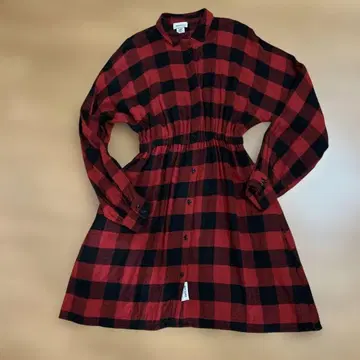 울리치 빨검 체크 셔츠 원피스