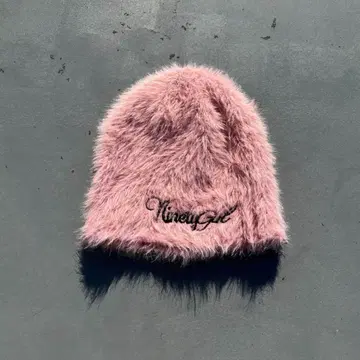 9090 girl 퍼 니트 모자 핑크