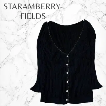 스트로베리 필드 깔끔한 벨 슬리브 5부 소매 겉옷 가디건