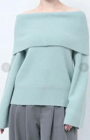 오프숄더 민트 그린 니트 풀오버 새상품 오프숄더 니트