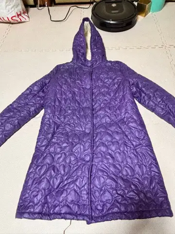 후드 부착 보라색 퀼팅 자켓 L 사이즈