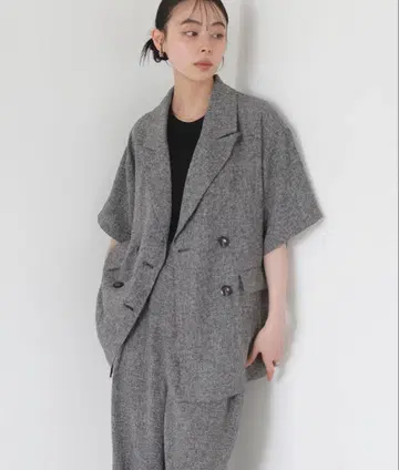 LIAN 썸머 트위드 하프 자켓 그레이