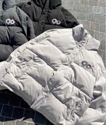 9090 로고 리치 퍼퍼 재킷 라이트 그레이