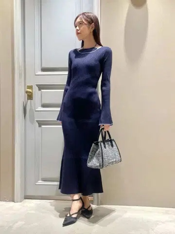 데콜테 디자인 라메 니트 2way 원피스