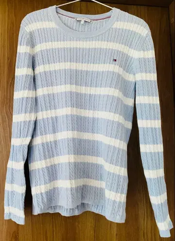 타미힐피거 코튼 케이블 크루넥 스웨터 니트 L