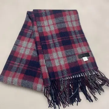 UNTITLED 체크 무늬 머플러 빨간색 네이비 그레이