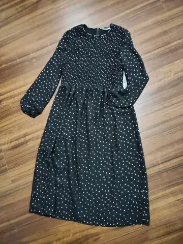 TOMMY JEANS 도트 무늬 긴팔 원피스 S