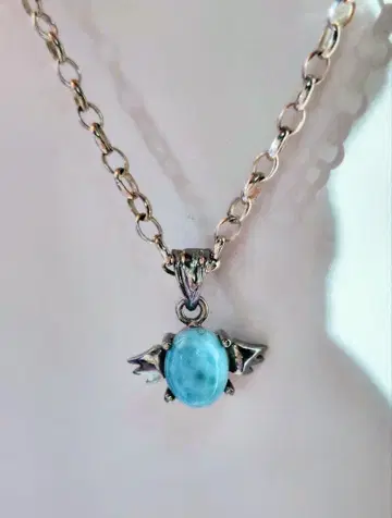 라리마 깃털 펜던트 탑 목걸이 실버