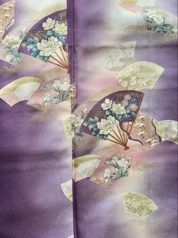 보라색 꽃무늬 코몬 고급 코몬 부채꽃 초화문 운염 순수 실크