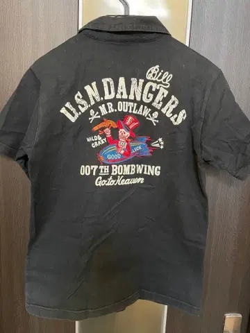 MWS 자수 피케 셔츠 블랙