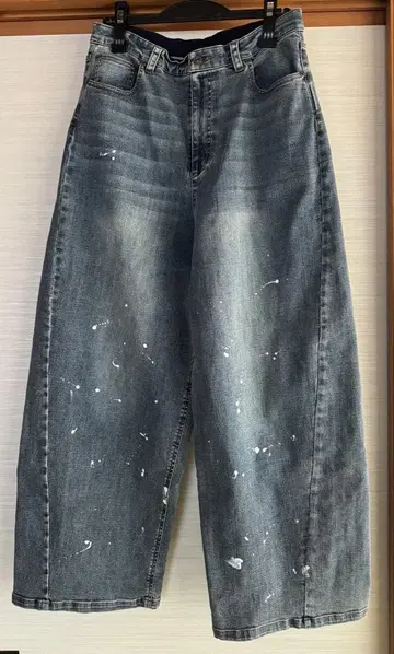 아얀 페인트 가공 배럴 레그 데님 팬츠 사이즈 38