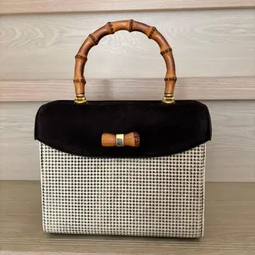 긴자 카네마츠 하운드투스 패턴 핸드백 복스킨 하운드투스