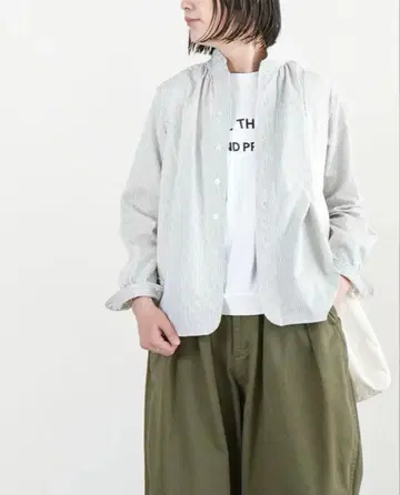 Dana Faneuil 오가닉 코튼 스트라이프 긴팔 셔츠