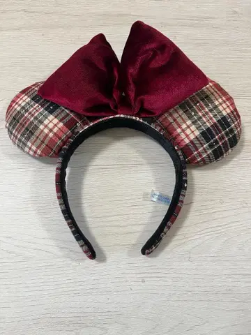 디즈니 머리띠 체크 레드
