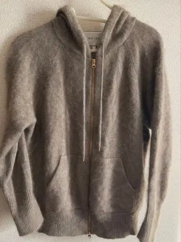 BEIGE 후드 부착 후드티 그레이지 울 소재